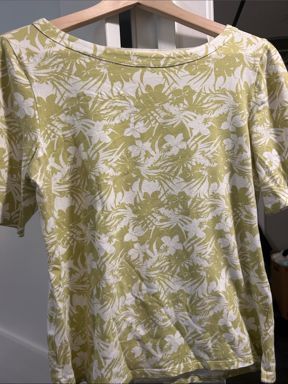 Women's Green Floral Short Sleeve Tee by Talbots